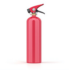 Obraz premium Red fire extinguisher safety equipment for firefighting bright red metal isolated on white background