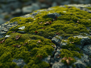 Rugged stone texture with moss and lichen growth, rough, stone, natural