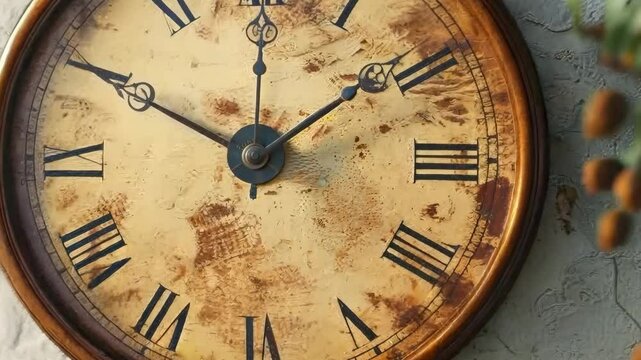 Retro wall clock with pendulum, 4K hyperrealistic Video