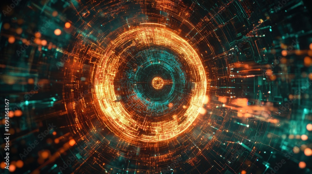Poster A conceptual image of a glowing digital eye surrounded by data points and circuit patterns, symbolizing the future of AI and visual systems.