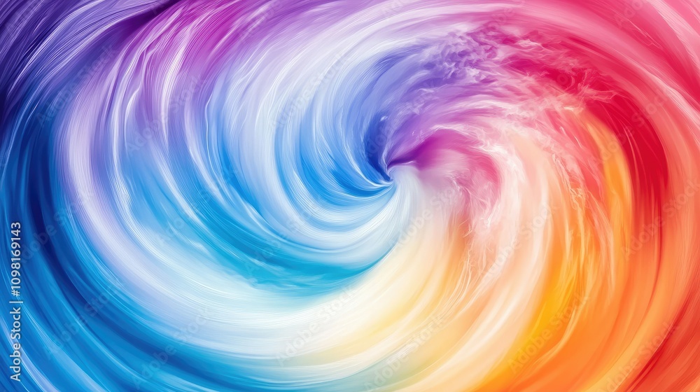 Aufkleber A mesmerizing swirl of colored milk mixing in water, creating dynamic patterns and vibrant hues in an abstract design.