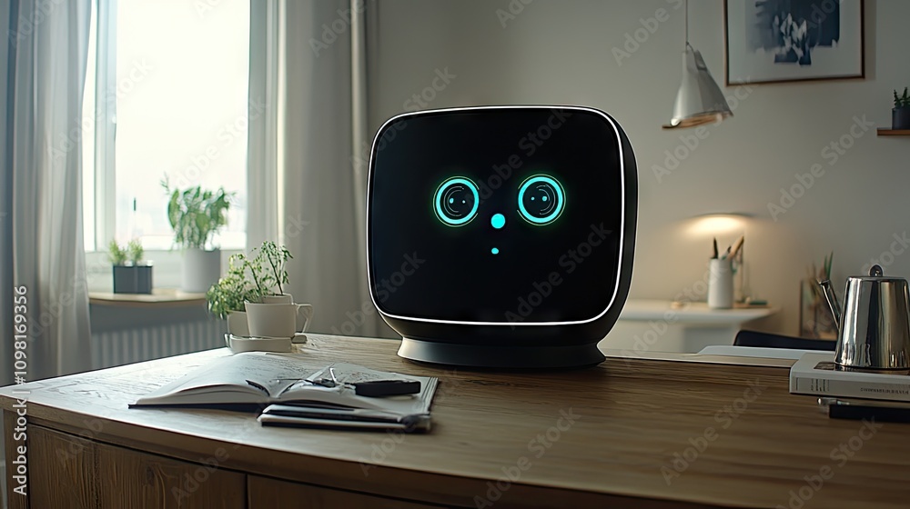 Poster professional workspace showing chatbot integration on a desktop screen