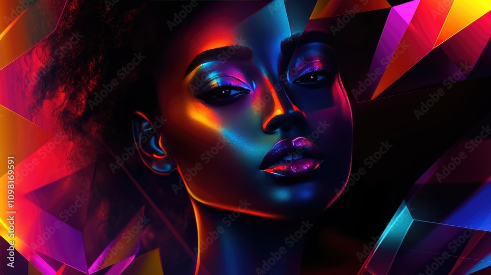 Poster Abstract dark prism textured background with sharp, glowing edges, creating a sense of depth and mystery.