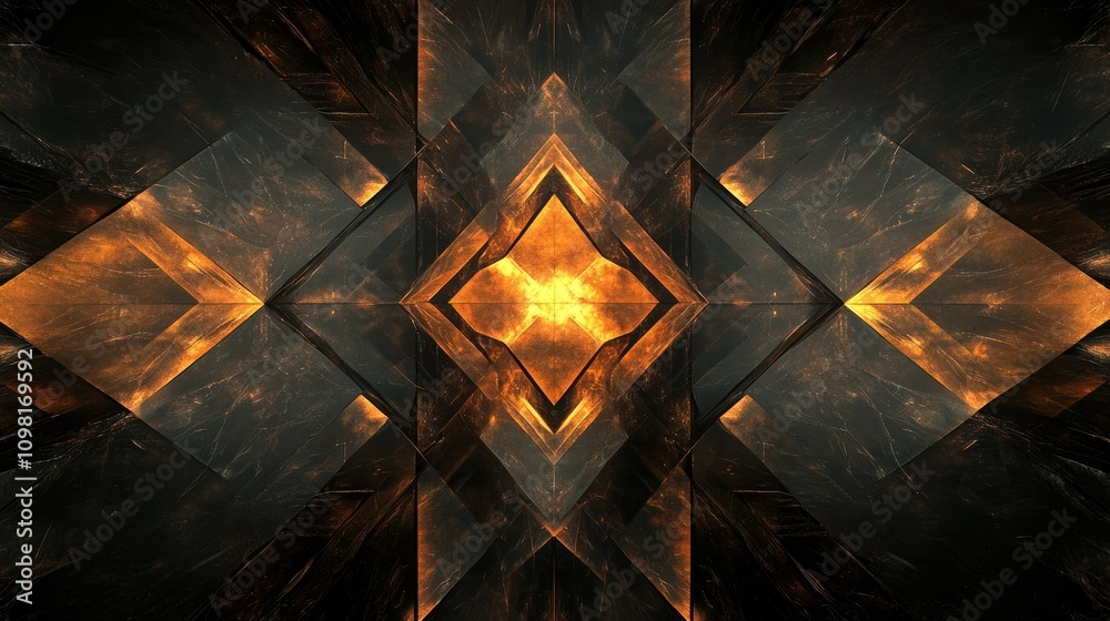 Poster Abstract dark prism textured background with sharp, glowing edges, creating a sense of depth and mystery.