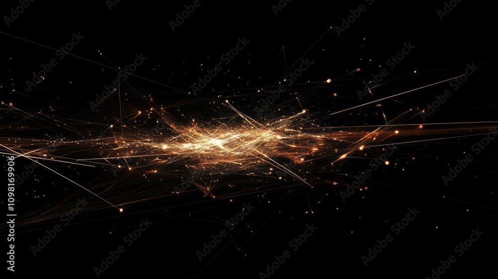 Aufkleber Abstract digital network with glowing lines and nodes speeding through space, symbolizing high-speed data transmission.