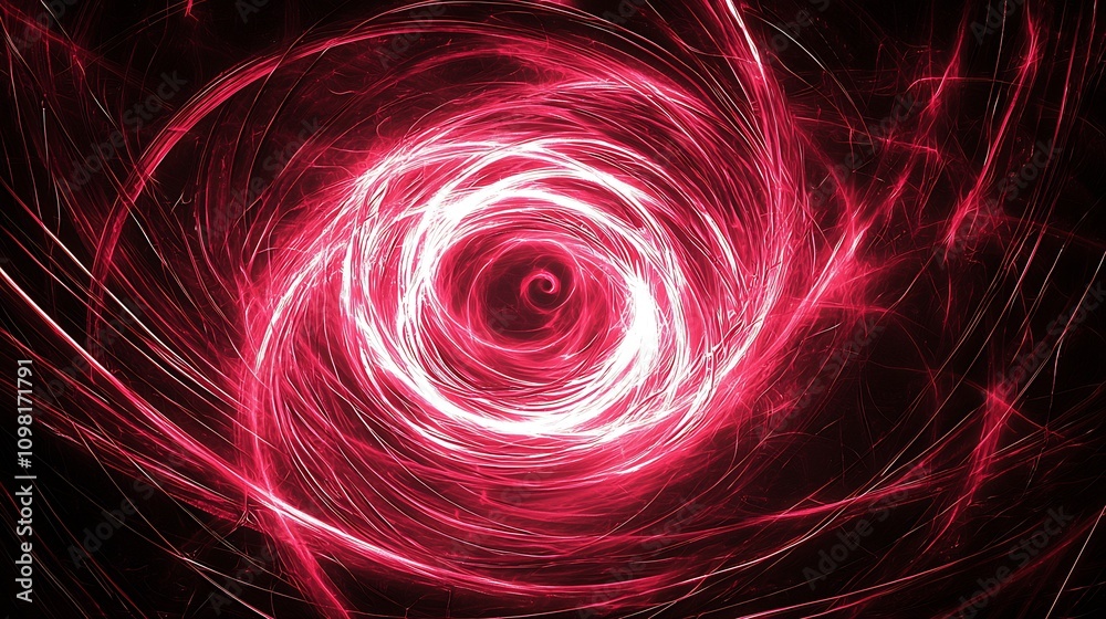 Poster Vibrant Pink Energy Swirl Abstract Neon Pattern on Dark Background : Generative AI