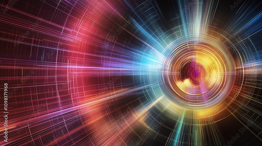 Leinwandbilder dynamic energy tunnel with colorful light streaks and futuristic space vibes : generative ai