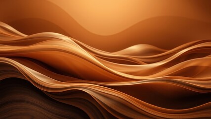 Obraz premium Abstract Smooth Flowing Waves in Golden Hues with Dark Brown Background