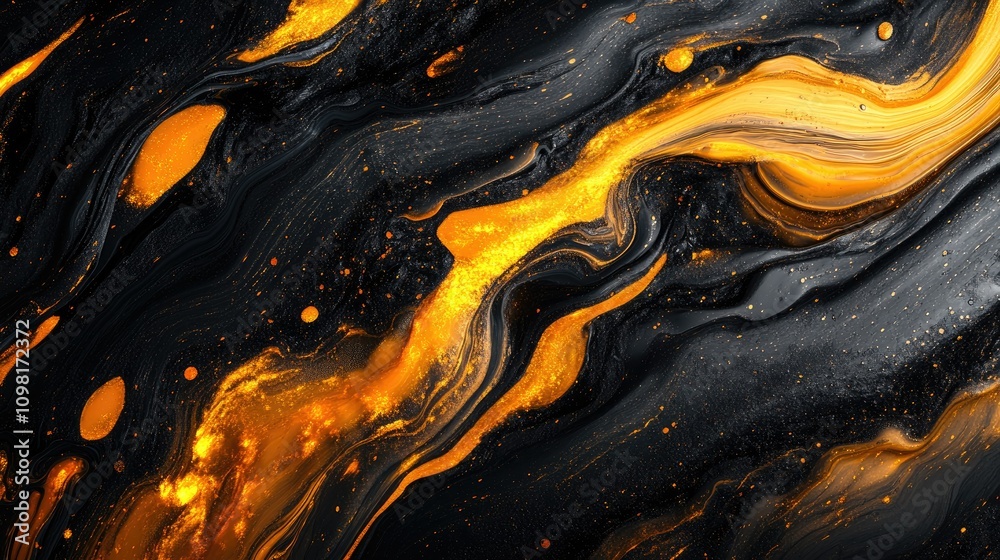 Poster close-up shot of fluid art with vibrant swirling colors and smooth textures, creating a stunning abs