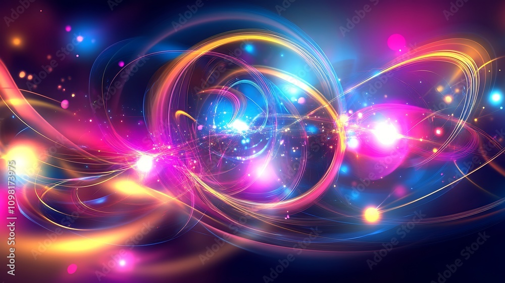 Poster Stunning Abstract Light Explosion with Vivid Neon Colors and Dynamic Energy Patterns : Generative AI