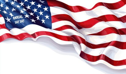 Obraz premium Waving American flag with vibrant colors for Memorial Day celebration
