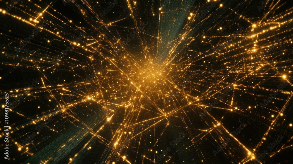 Aufkleber High-speed data transmission visualized with glowing digital connections across a dark, grid-like network of lines.