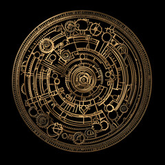 Obraz premium Steampunk maze of gears and cogs creative art indoor setting abstract viewpoint mechanical concept for fantasy enthusiasts