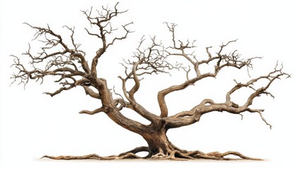 Fototapeta premium leafless old spooky tree isolated on white background with copy space