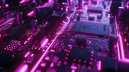 Obraz premium Glowing Circuit Board 3D Illustration