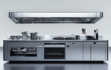 Stainless steel kitchen with cuttingedge industrial equipment and spotless surfaces