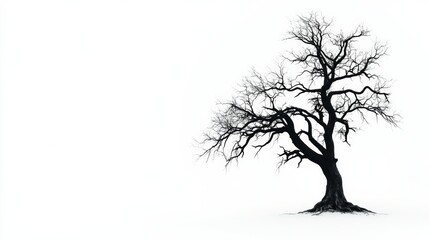 Fototapeta premium leafless old spooky tree isolated on white background with copy space