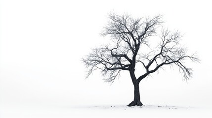 Obraz premium leafless old spooky tree isolated on white background with copy space