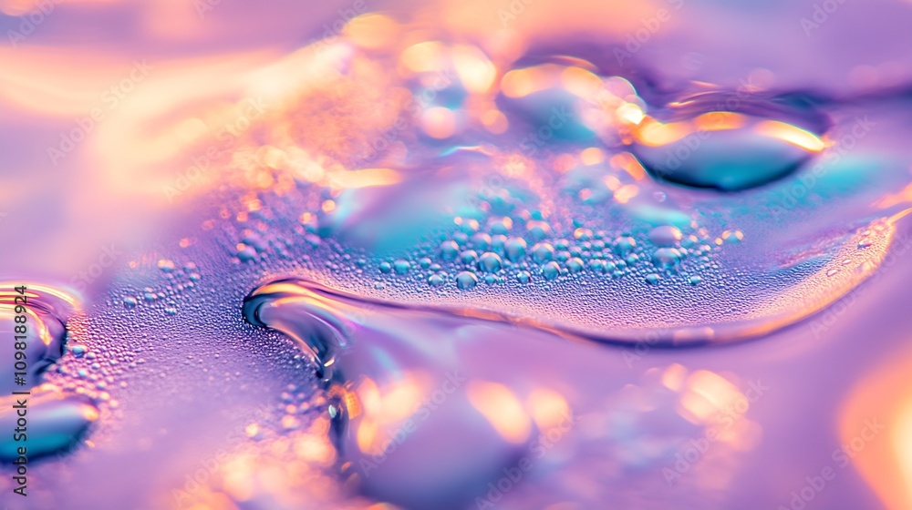 Poster Abstract Liquid Art Featuring Bubble and Color Fusion in Warm Tones : Generative AI