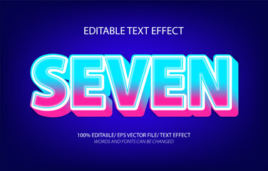 Seven editable text effect, 3D editable text template.