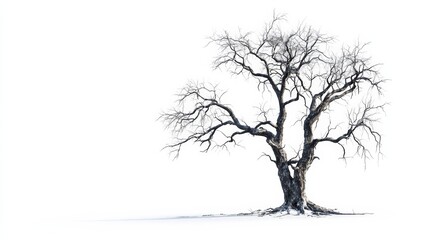 Fototapeta premium leafless old spooky tree isolated on white background with copy space