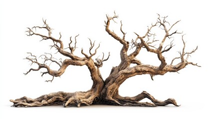 Obraz premium leafless old spooky tree isolated on white background with copy space