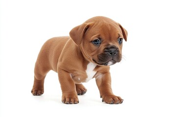 Obraz premium Staffordshire bull terrier puppy on a white background. 