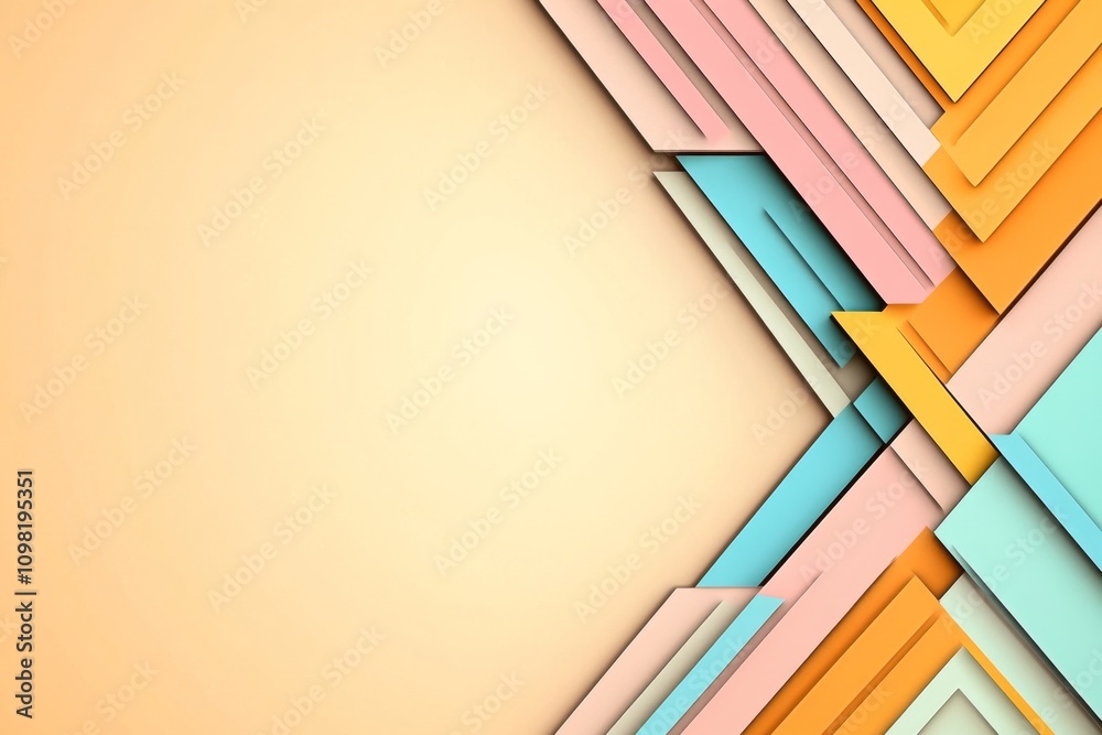 Aufkleber a modern, geometric arrow design with bold angles, set against a soft gradient background