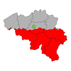 Wallonia of Belgium map symbol, travel web flat concept icon vector illustration .