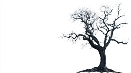 Fototapeta premium leafless old spooky tree isolated on white background with copy space