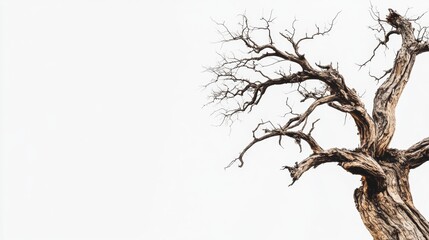 Fototapeta premium leafless old spooky tree isolated on white background with copy space