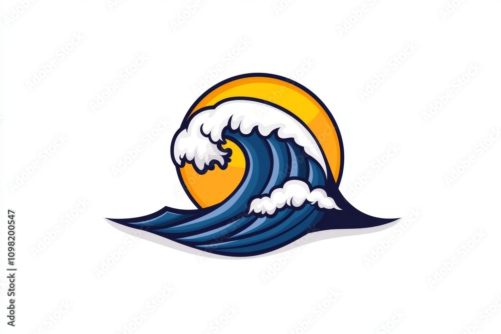 Poster aquatic wave icon represented in bold, flowing lines with a simple aqua color palette