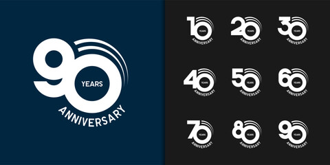 Trendy anniversary logotype set. Modern geometric anniversary celebration icons design.