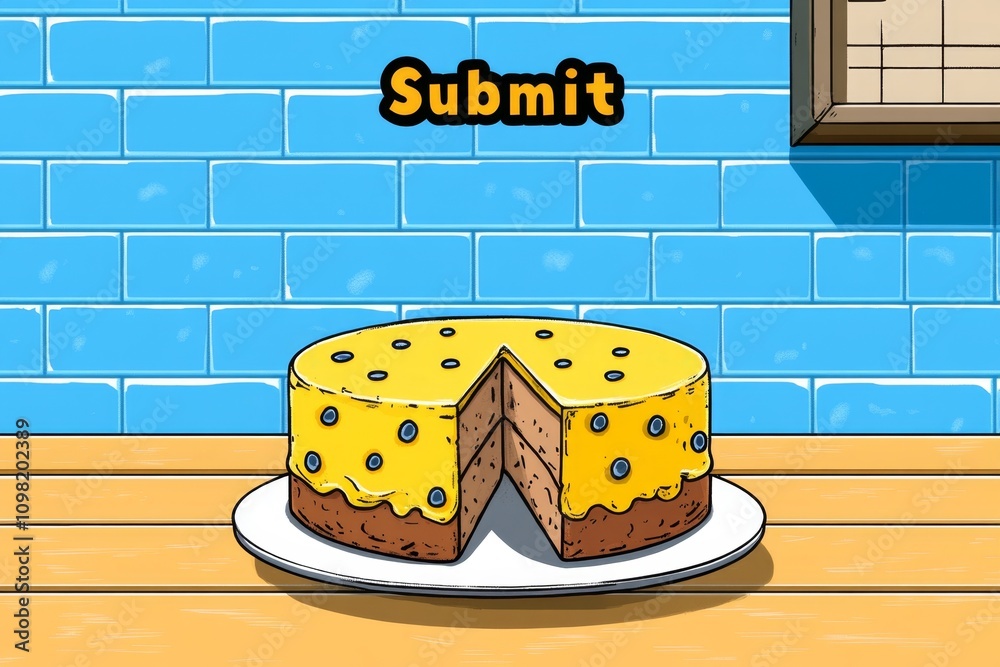 Poster Assessment interface in pixel art style, with tiny checkboxes, a retro pie chart, and blinking â€œSubmitâ€ button