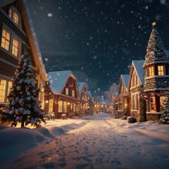 Naklejka premium Christmas house in the forest