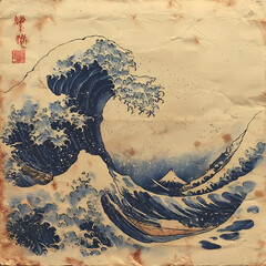 Obraz premium An expression of Japanese culture expressed through a sea wave. Art of fine quality.