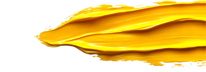 Yellow brush stroke isolate on transparent background, cutout, png