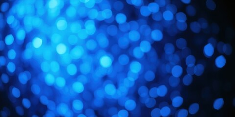 Abstract Blue Bokeh Background with Circular Lights and Dark Background
