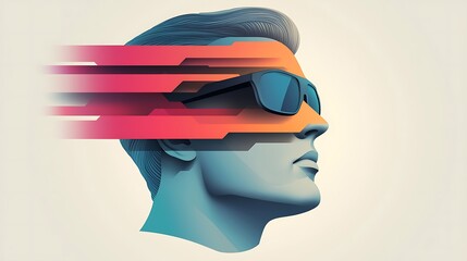 Playful Yet Edgy Portrait Design Featuring Abstract Man with Sunglasses and Dynamic Color Elements to Enhance Visual Impact and Modern Aesthetic