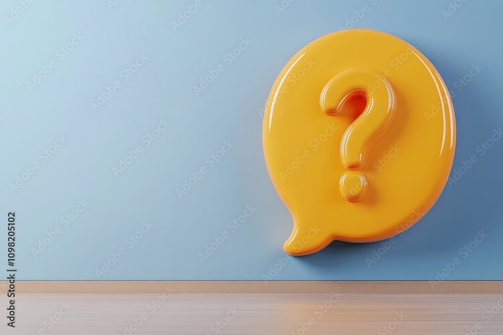 Aufkleber Minimalist design of a speech bubble containing a bold, simple question mark on a flat gradient background