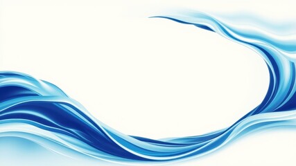 Fototapeta premium Abstract Blue Wave Background with Curved Lines and a White Space in the Center