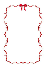 red ribbon bows frame hand drawn on transparent background