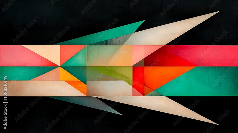 Poster abstract composition featuring sharp angles with vibrant colors and contrasting geometric forms set 