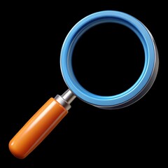 Magnifying Glass 3d cartoon style illustration on transparent background. AI Generative