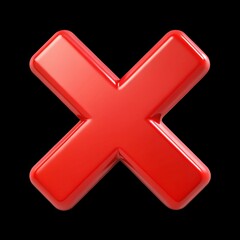 Obraz premium Negative Cross Mark 3d cartoon style illustration on transparent background. AI Generative