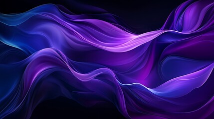 Fototapeta premium A mesmerizing display of smoky violet purple and electric blue tones blending seamlessly over a matte black texture, forming abstract, fluid patterns.