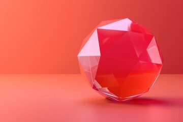 A red crystal ball sits on a red background