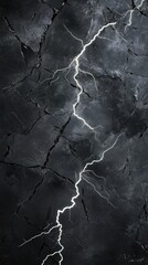 A striking bolt of lightning illuminating a cracked, dark surface, creating a dramatic mood.