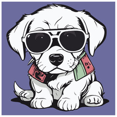 Fototapeta premium a cute dog wearing glasses in vector