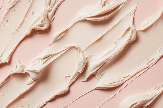 Palmitoyl Pentapeptide-4 Cream Texture for Improved Skin Care on a Soft Warm Background Enhancing Skin Texture